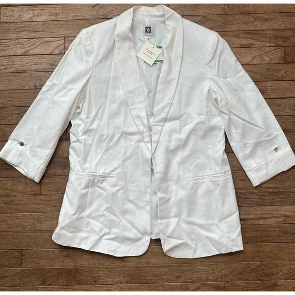Anne Klein Linen Blazer NWT‎ White Minimalist Chic Size Large